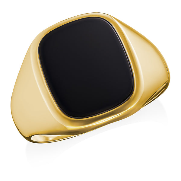 9ct Yellow Gold Cushion Onyx Gemset Signet Ring