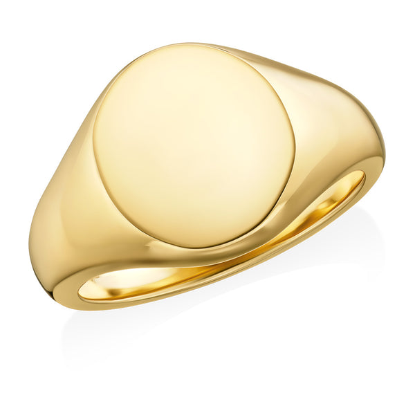 18ct Yellow Gold Plain Oval Signet Ring