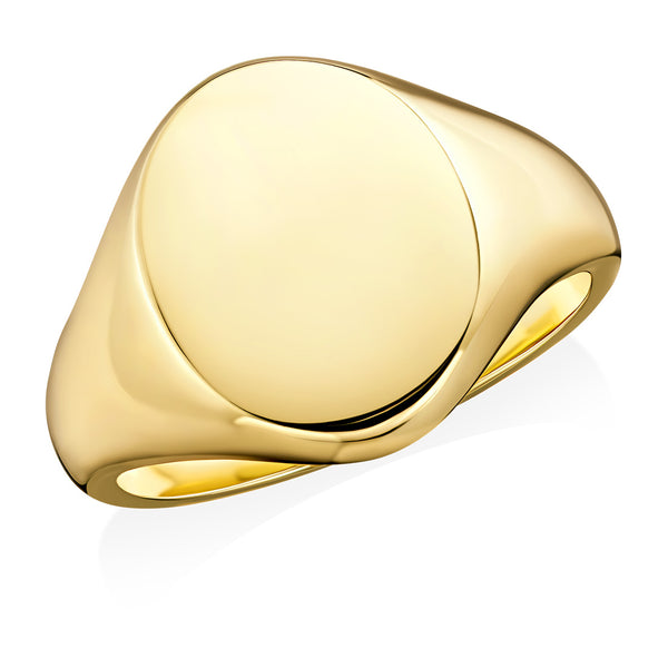 9ct Yellow Gold Plain Oval Signet Ring