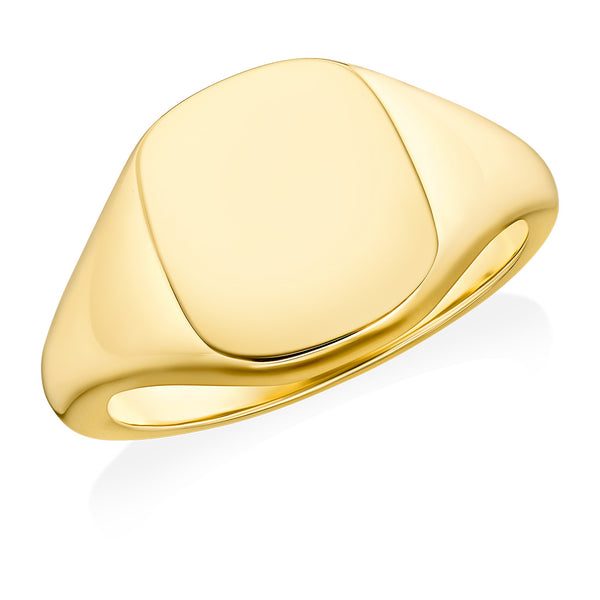 9ct Yellow Gold Plain Cushion Signet Ring