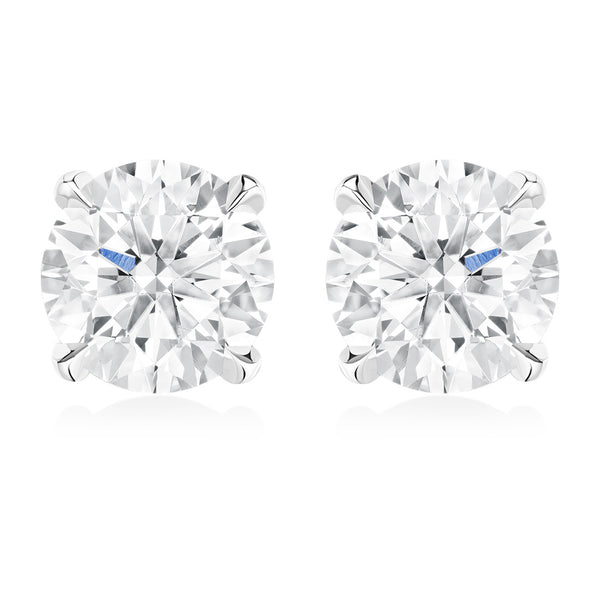 18ct White Gold Four Claw Set Round Brilliant Cut Diamond Stud Earrings