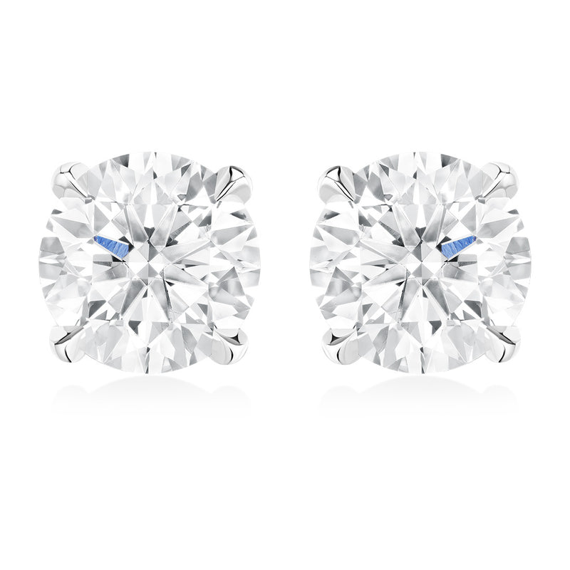 18ct White Gold Four Claw Set Round Brilliant Cut Diamond Stud Earrings