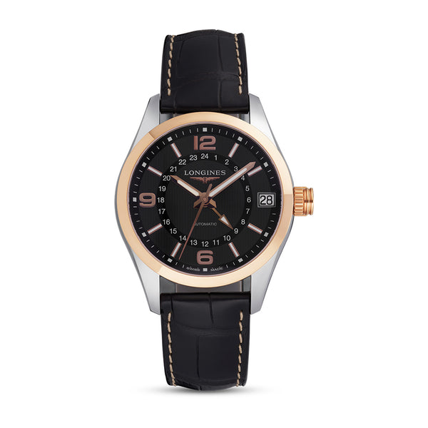 Pre-Owned Longines Conquest Classic GMT 18ct Rose Gold and Steel
