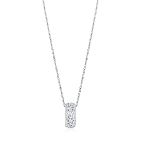 18ct White Gold Grain Set Round Brilliant Cut Diamond Pendant and Chain