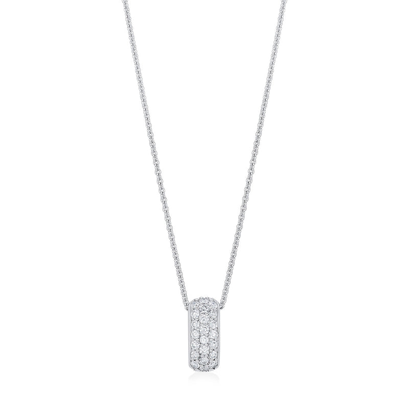 18ct White Gold Grain Set Round Brilliant Cut Diamond Pendant and Chain