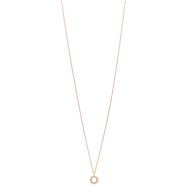 18ct Rose Gold Grain Set Round Brilliant Cut Diamond Circular Pendant and Chain