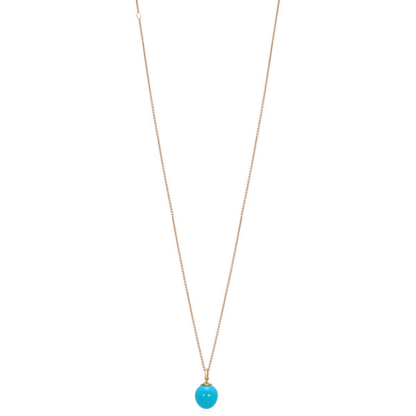 18ct Rose Gold Turquoise and Round Brilliant Cut Diamond Pendant and Chain