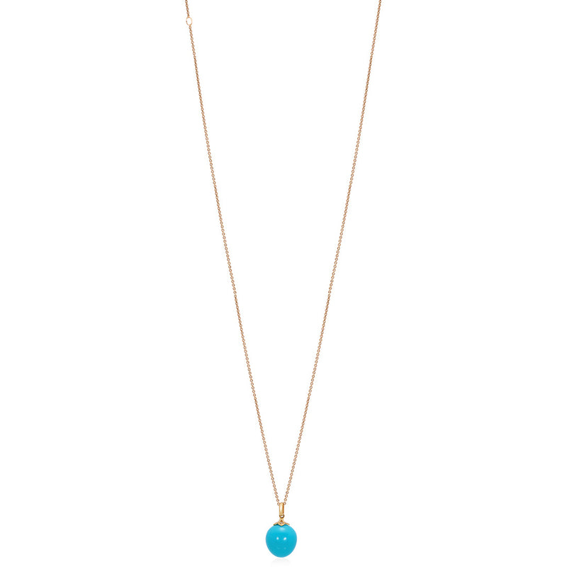 18ct Rose Gold Turquoise and Round Brilliant Cut Diamond Pendant and Chain