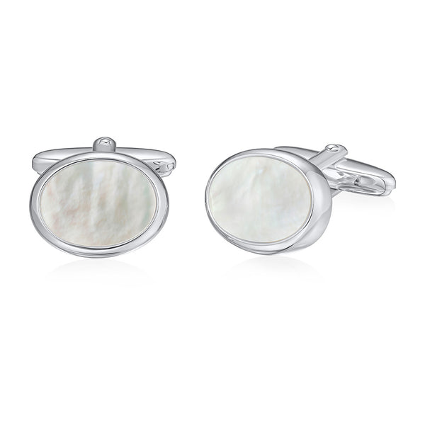 Sterling Silver Mother of Pearl Oval Cufflinks