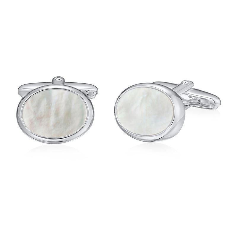Sterling Silver Mother of Pearl Oval Cufflinks
