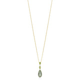 18ct Yellow Gold Five Claw Set Pear Shaped Green Amethyst and Pear Shaped and Peridot Drop Pendant and Chain