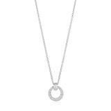 18ct White Gold Grain Set Round Brilliant Cut Diamond and Baguette Cut and Diamond Circular Pendant and Chain