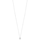 18ct White Gold Rub Set Round Brilliant Cut Diamond and Baguette Cut and Diamond Circular Pendant and Chain