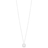 18ct White Gold Grain Set Round Brilliant Cut Diamond and Baguette Cut and Diamond Circular Pendant and Chain