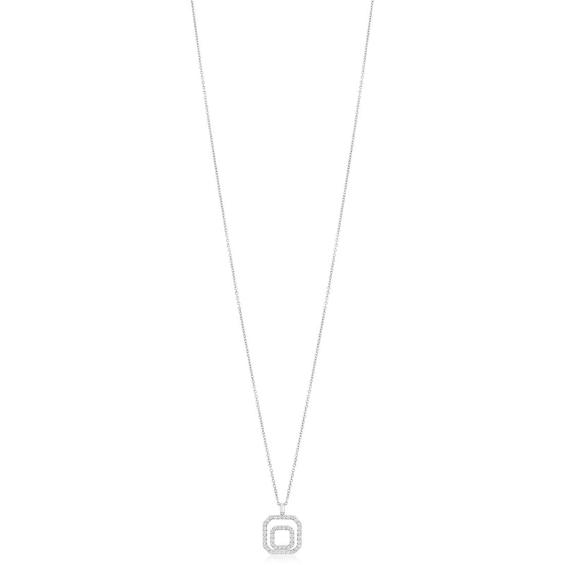 18ct White Gold Grain Set Round Brilliant Cut Diamond Pendant