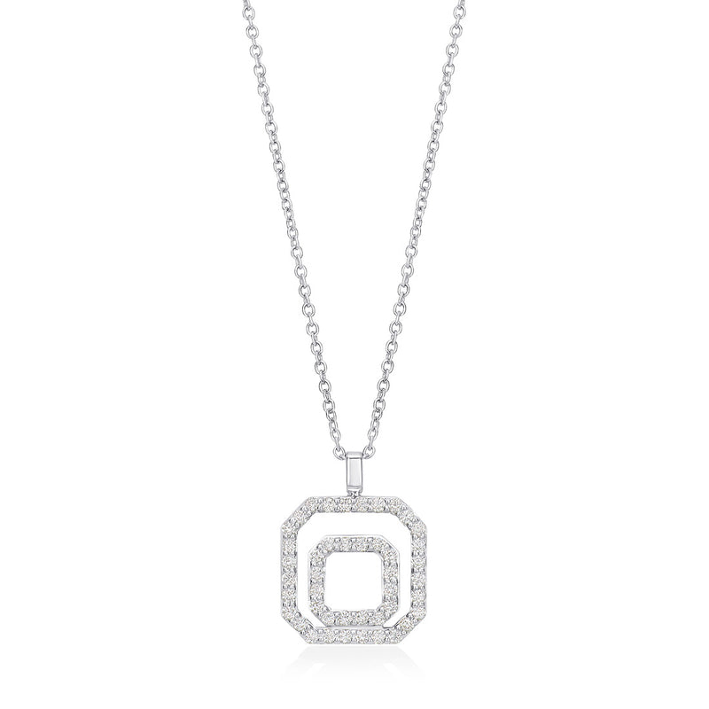 18ct White Gold Grain Set Round Brilliant Cut Diamond Pendant