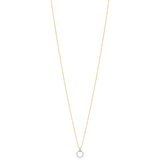 18ct White and Yellow Gold Rub and Grain Set Round Brilliant Cut Diamond Circular Pendant and Chain