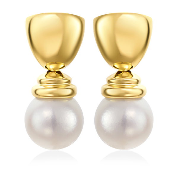 18ct Yellow Gold Akoya Cultured Pearl Drop Earrings