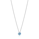 18ct White Gold Two Claw Set Round Cut Aquamarine Pendant and Chain