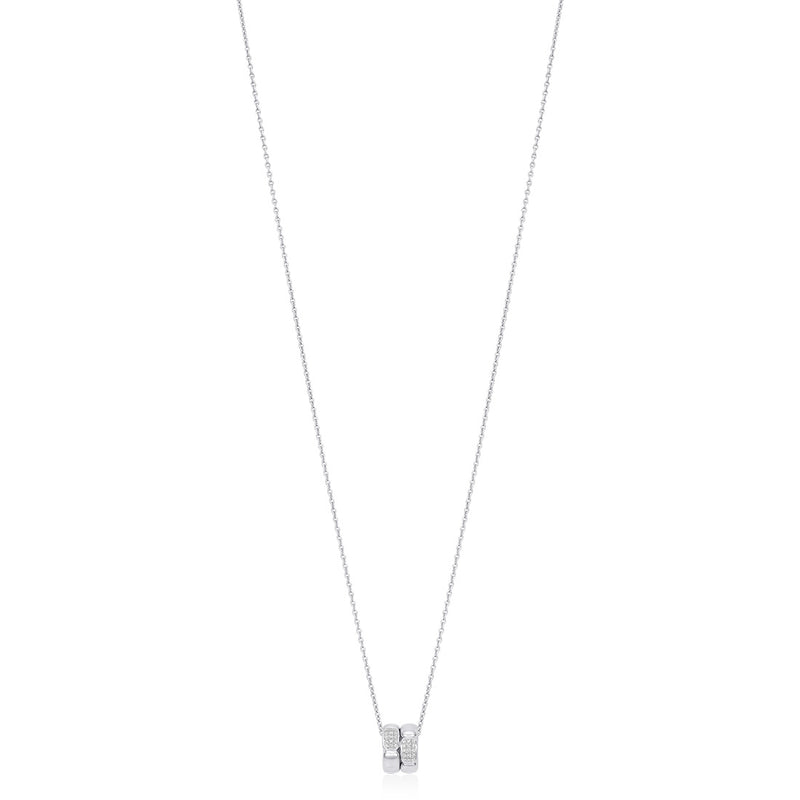 18ct White Gold Pave Set Round Brilliant Cut Diamond Pendant and Chain