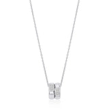 18ct White Gold Pave Set Round Brilliant Cut Diamond Pendant and Chain