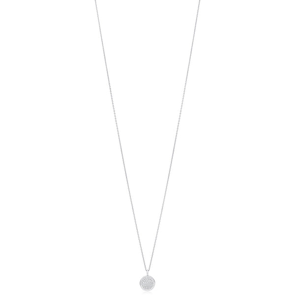 Piccolo 18ct White Gold Pave Set Round Brilliant Cut Diamond Pendant and Chain