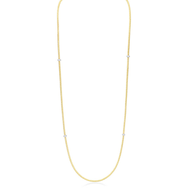 18ct Yellow and White Gold Milgrain Edge Grain Set Round Brilliant Cut Diamond Necklace