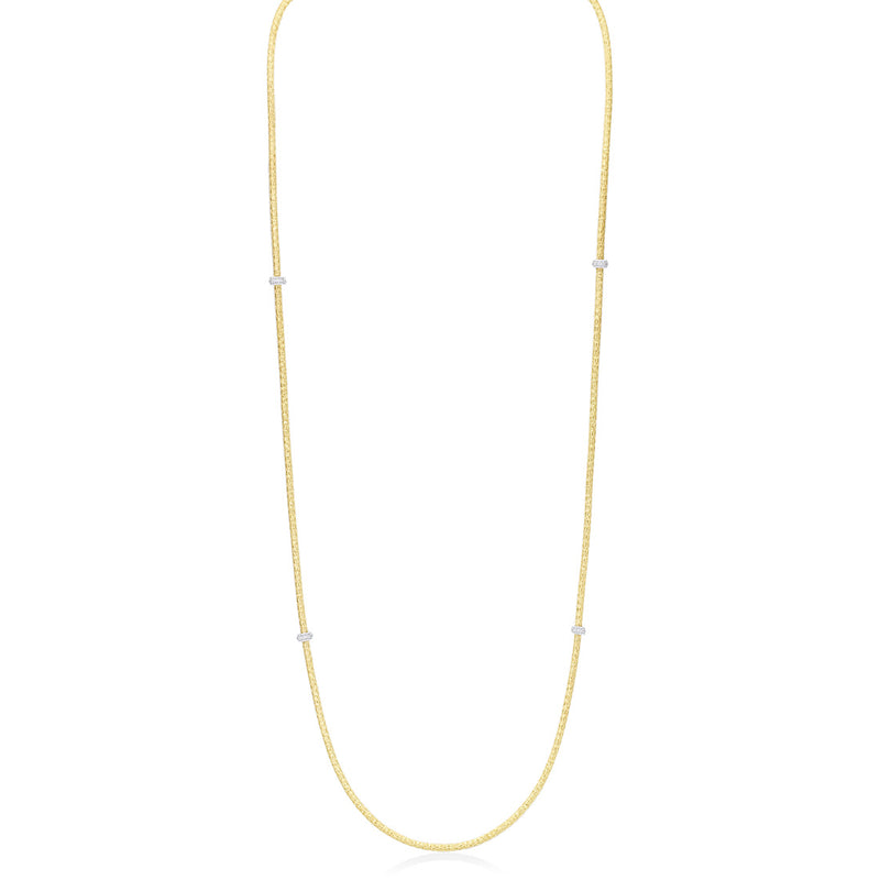 18ct Yellow and White Gold Milgrain Edge Grain Set Round Brilliant Cut Diamond Necklace