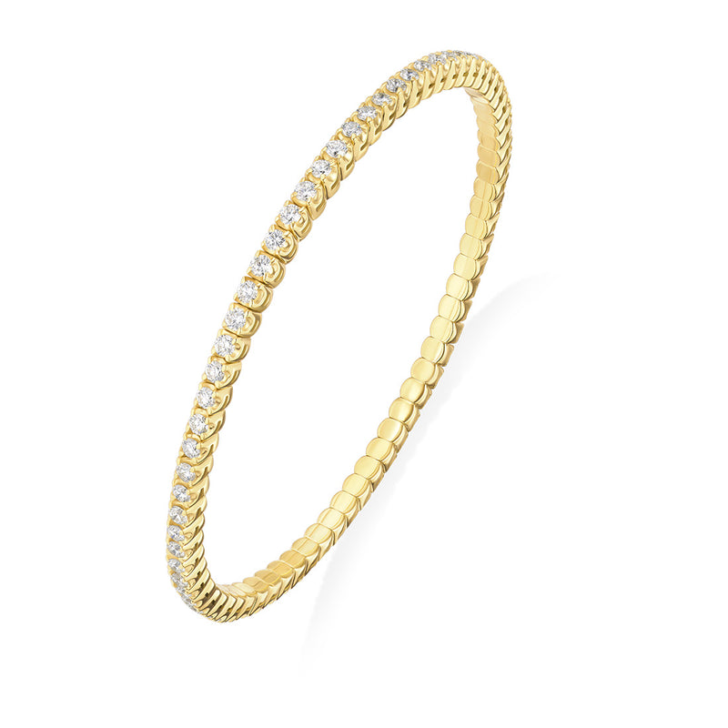 18ct Yellow Gold Four Claw Set Round Brilliant Cut Diamond Bangle