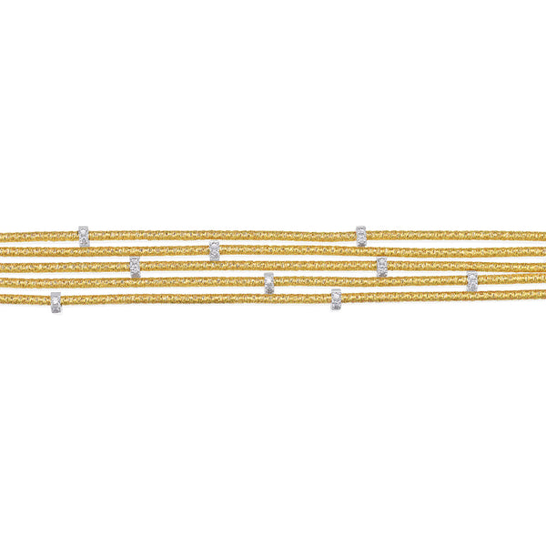 18ct Yellow and White Gold Grain Set Diamond Five Strand Bracelet