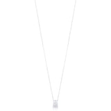 18ct White Gold Pave Set Round Brilliant Cut Diamond Barrel Pendant and Chain