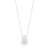 18ct White Gold Pave Set Round Brilliant Cut Diamond Barrel Pendant and Chain