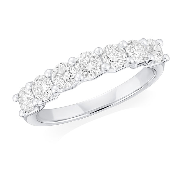 Platinum Four Claw Set Round Brilliant Cut Diamond Half Eternity Ring