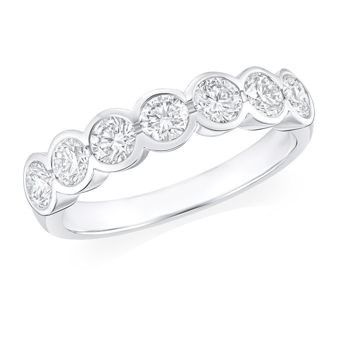 Platinum Rub Set Round Brilliant Cut Diamond Half Eternity Ring – Mallory