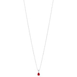 18ct White Gold Three Claw Set Pear Shaped Ruby and Pear Shaped Diamond Drop Pendant and Chain