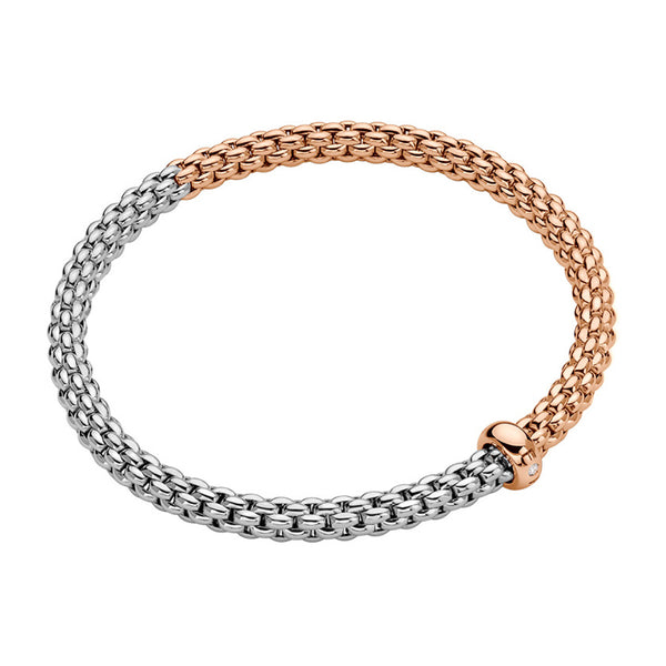 Fope Solo Flex'It 18ct Rose and White Gold Bracelet