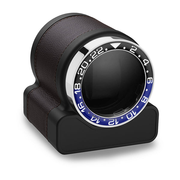 Scatola del Tempo Rotor One Sport Chocolate+Black/Blue Leather Watch Winder