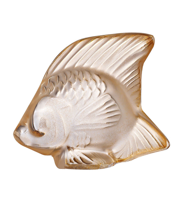 Lalique Fish Gold Luster Crystal Sculpture