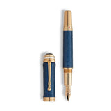 Montblanc Great Characters Homage to Queen Special Edition Yellow Gold Plated Blue Precious Resin Fountain Pen (Medium Nib)