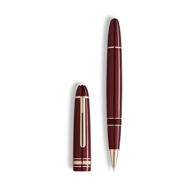 Montblanc Meisterstück Yellow Gold Coated Burgundy Precious Resin Rollerball Pen (Medium Nib)