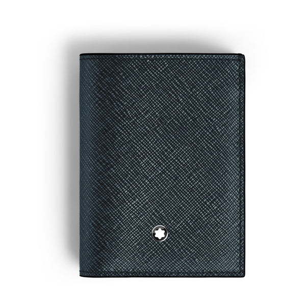 Montblanc Sartorial Tweed Blue Leather Mini Four Credit Card Wallet
