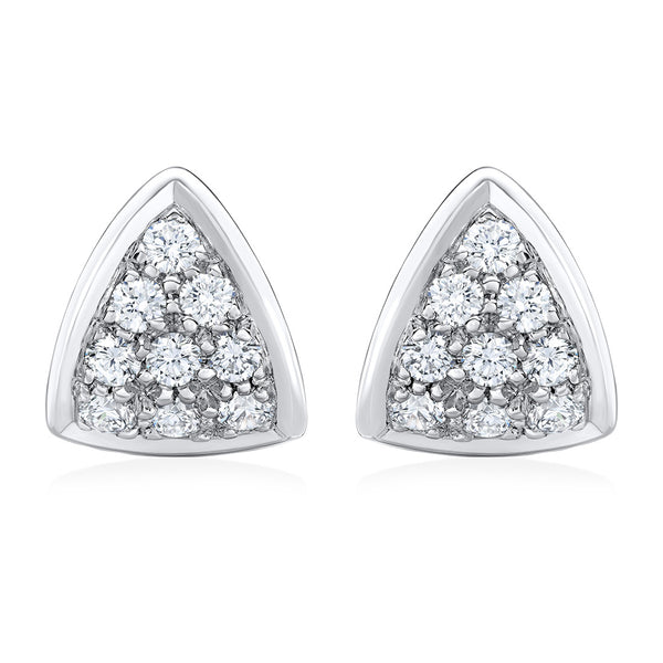 18ct White Gold Grain Set Round Brilliant Cut Diamond Stud Earrings