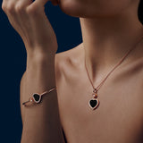 Chopard Happy Hearts 18ct Rose Gold Diamond and Onyx Pendant and Chain