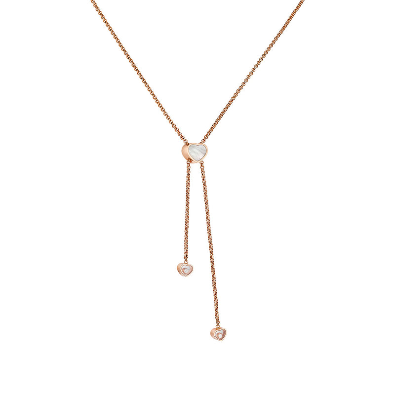 Chopard Happy Hearts 18ct Rose Gold White Mother of Pearl and Diamond Necklace
