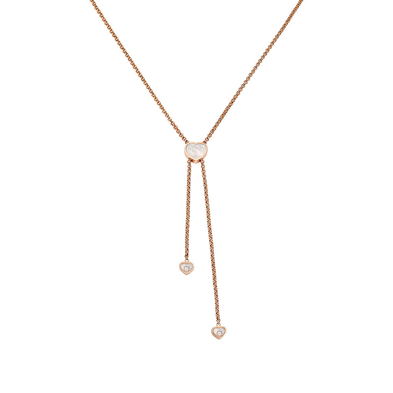 Chopard Happy Hearts 18ct Rose Gold White Mother of Pearl and Diamond Necklace