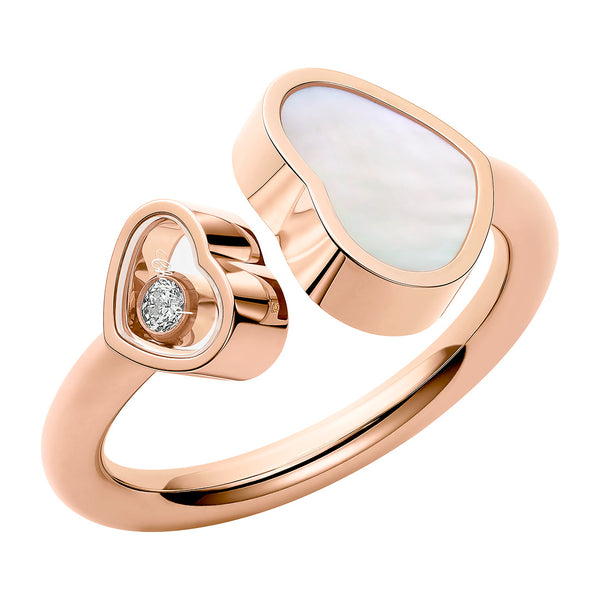 Chopard Happy Hearts 18ct Rose Gold Diamond and White Mother of Pearl Ring