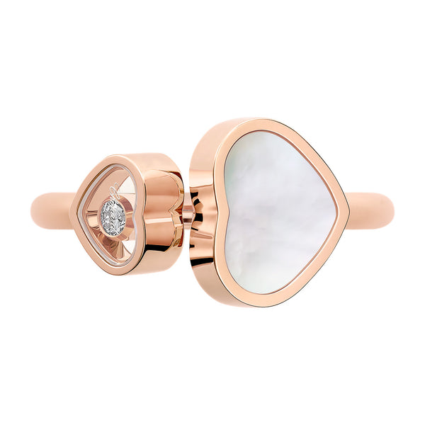 Chopard Happy Hearts 18ct Rose Gold Diamond and White Mother of Pearl Ring
