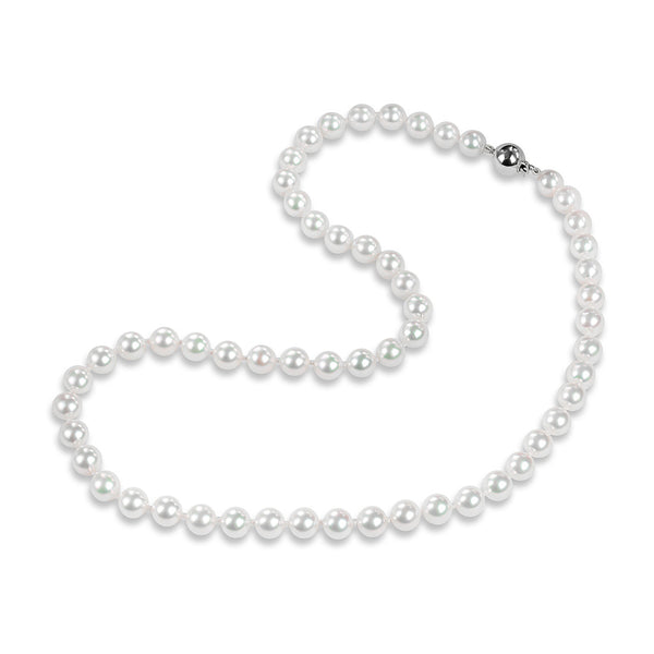 18ct White Gold Akoya Cultured Pearl Single Strand Necklace