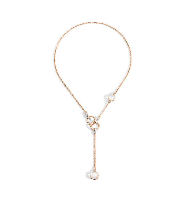 Pomellato Nudo 18ct Rose and White Gold White Topaz and Mother of Pearl Belcher Chain Necklace