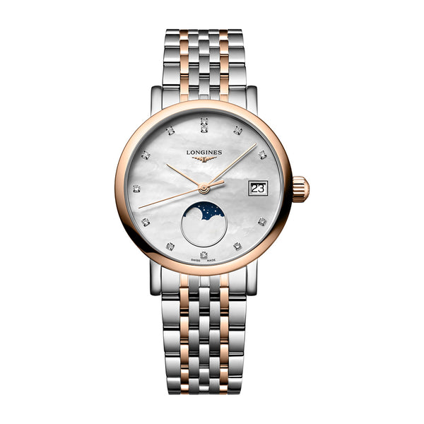 Longines Elegant Moonphase Steel and Rose Gold Capped